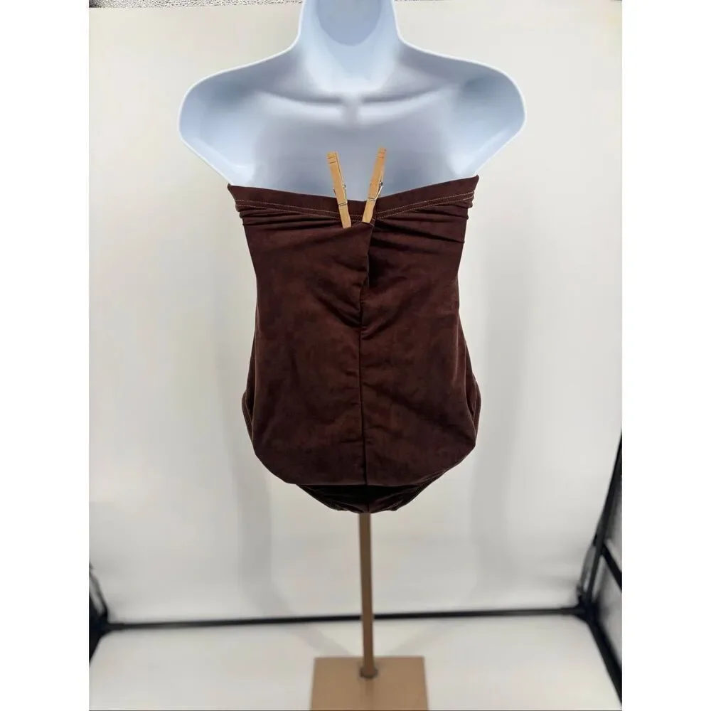 Magicsuit Strapless Shaping One Piece Swimsuit Brown Women Size 10